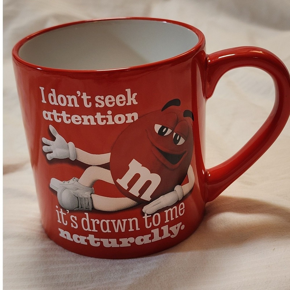 M&M's Red Character Coffee Mug "I Don't Seek Attention" 2023 16oz